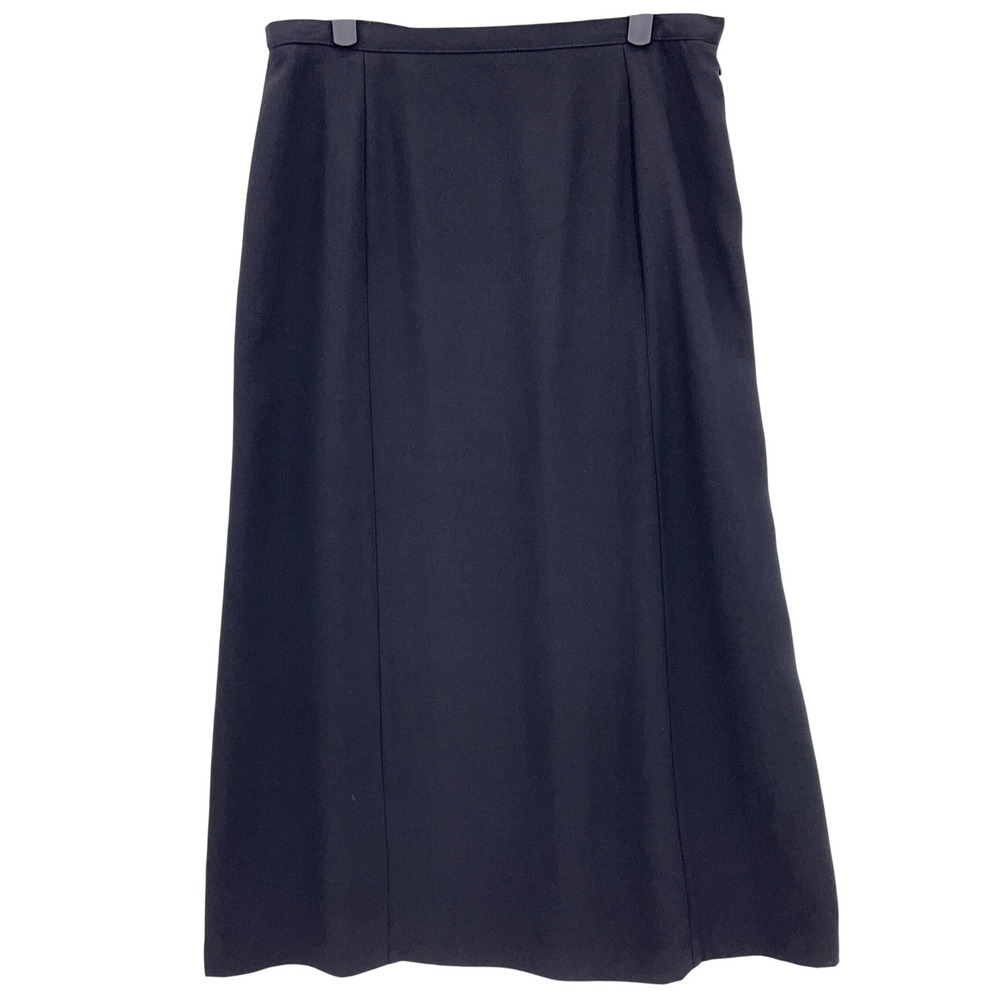 Vintage Joan Leslie Black Maxi Skirt 12 Textured Crepe Side Zip Darted Waist